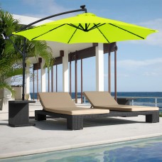 Best Choice Products 10ft Solar LED Patio Offset Umbrella w/ Easy Tilt Adjustment - Light Green   